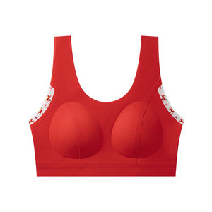 
ELLE girl red zodiac girl underwear bra autumn and winter new slim vest one-piece seamless style
