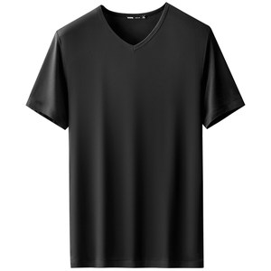 
60 count modal ice silk T-shirt men's short-sleeved V-neck summer cool quick-drying thin sweetheart collar solid color half-sleeve blue