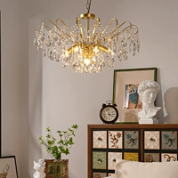 Подвеска из кварца, золотая люстра для гостиной, современный и минималистичный потолочный светильник, французский стиль, легкий роскошный стиль