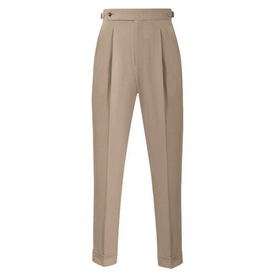 [Cool fiber, light and breathable] CULTUM non-ironing Italian single-pleated trousers men's business casual elastic pants