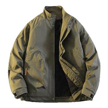 Woodpecker stand collar slim fit loose casual solid color cotton jacket
