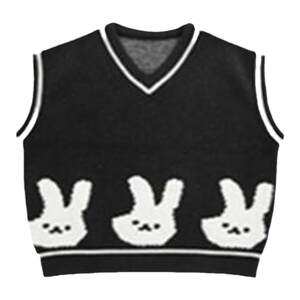 
Young boy rabbit full-print shirt autumn clothes children's jacquard knitted sweater vest cardigan jacket handsome set