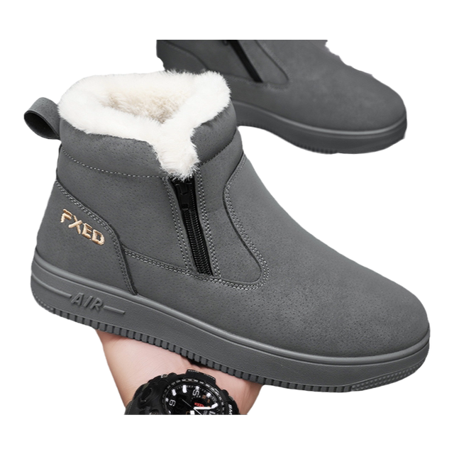 Men's High-Top Snow Boots with Fur and Cotton