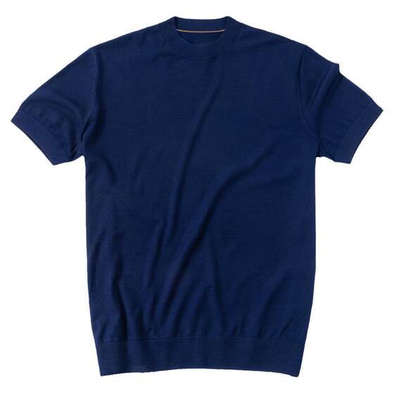 [Same style of Tong Dawei] Mr. Bu Bu short-sleeved wool sweater small turtleneck machine wash base knitted T-shirt for men men