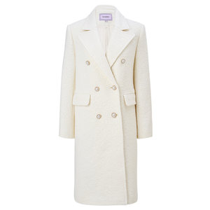 
MAXRIENY elegant simple woolen coat mid-length exquisite button wool silhouette coat for women