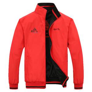 Spring and Autumn New Men's Sports Leisure Jacket Youth Double -sided Wearing a thin collar thin jacket big red Chinese red clothes