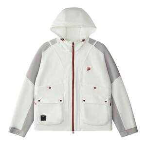 
FILA FUSION Fila trendy brand woven jacket women's 2025 winter new casual loose color-blocked hooded jacket