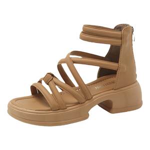 
Roman Sandals Women's Exquisite Fashion Summer 2026 New Size 34 Size Flat Maternity Sandals Heel Zipper