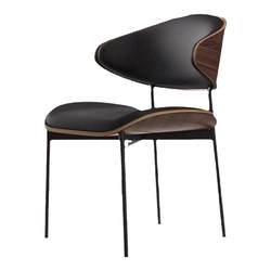 Dining chair leather black Italian minimalist