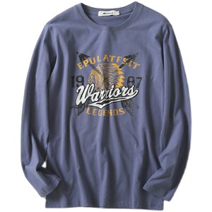 The Japanese retro 100%grinding cotton is too comfortable! Men and women round neck prints loose casual long -sleeved T -shirt bottoming shirt
