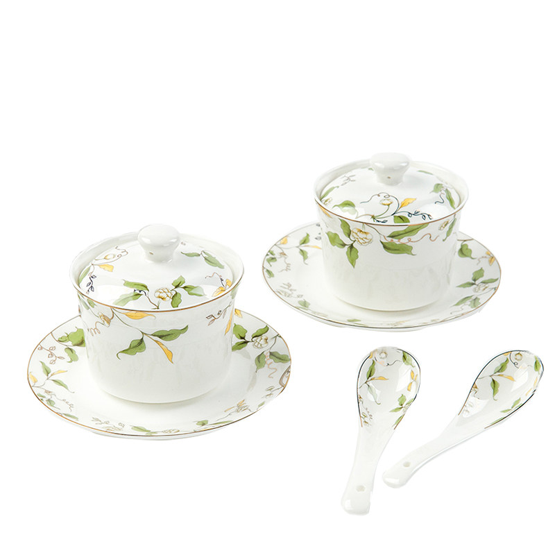 Partycolare- Zuccheriera in ceramica bianca con coperchio e cucchiaio