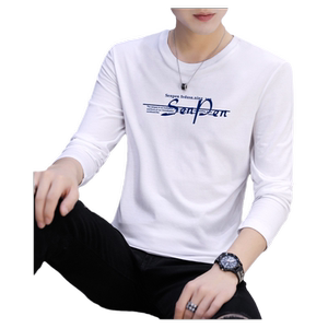 
Spring long-sleeved T-shirt for men's pure cotton inner-padded printed bottom shirt autumn clothes men's fashion brand T-shirt tops trendy