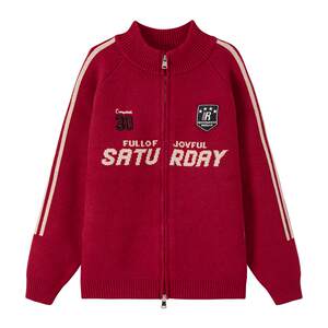 
Zuoxi children's clothing boy's sweater jacket autumn and winter 2025 new children's red fashionable knitted cardigan big children's winter clothing