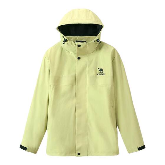 
Camel all-terrain three-proof jacket for women and men, fleece single flush hooded outdoor black loose mountaineering jacket