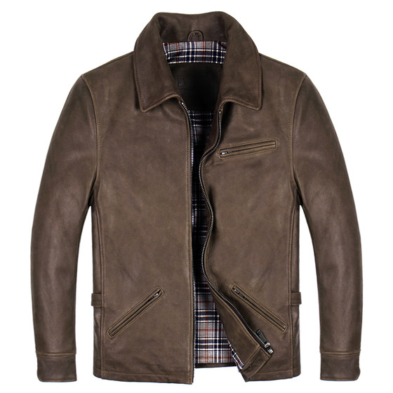
Retro old leather leather jacket men's head layer matte cowhide motorcycle lapel leather jacket casual short leather jacket