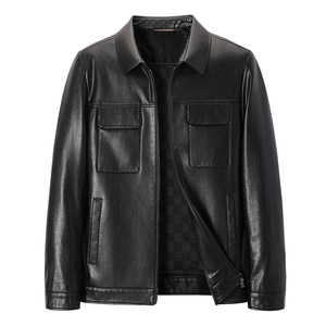 [Same style of Lei Jun] New autumn and winter genuine leather jacket for men sheepskin short lapel casual leather jacket for men's jacket