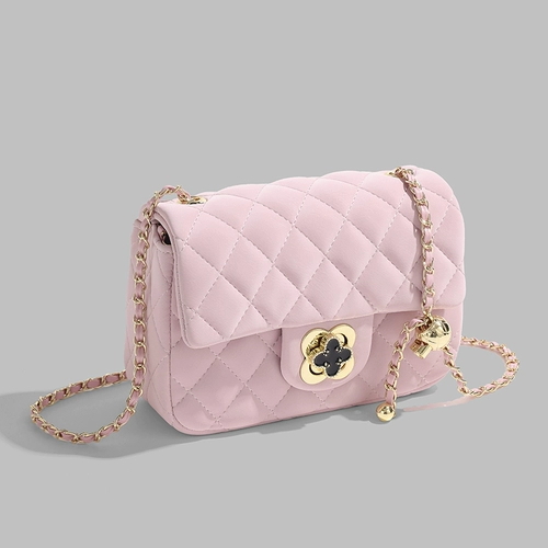 Розовая сумка через плечо, сумка на одно плечо, цепь, подарок на день рождения, на цепочке