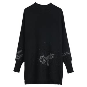 
Hengyuanxiang round neck wool sweater women's loose belly-covering thickened sweater plus fat large size mid-length sweater bottoming shirt