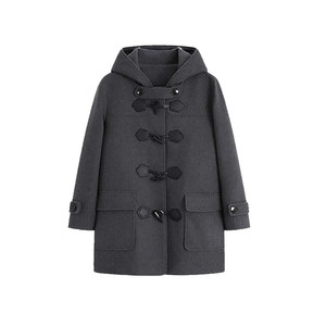 
Winter jk uniform horn button coat for women Japanese college style small medium and long hooded woolen coat