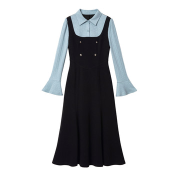 
Blue language large size women's elegant dress