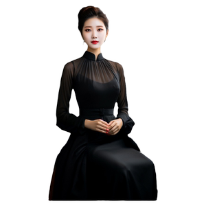 
Black dress women's 2026 summer new long-sleeved knee-length skirt fashionable slim long skirt seaside beach skirt