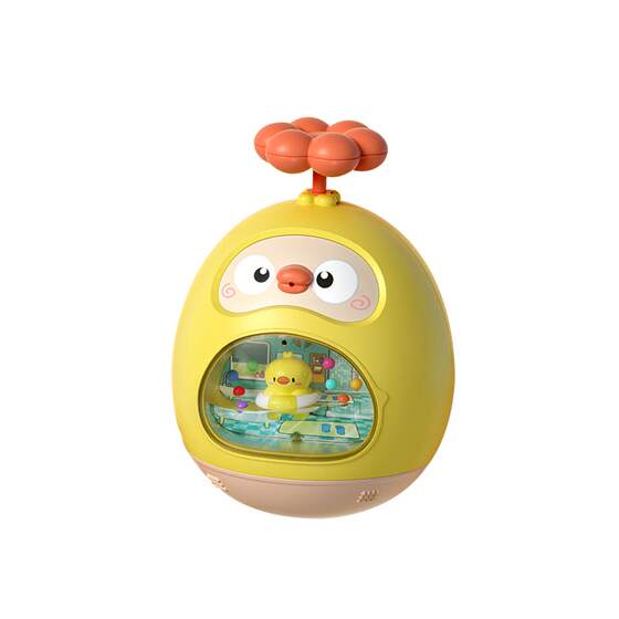 
Children's little yellow duck spray water and bathing toys play in bathtub and baby shower in bathroom shower baby playing in water boy and girl