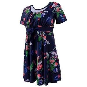 Mom swimsuit middle-aged and elderly conservative large-size one-skirt style belly-covering and looking slimming MM bathing in hot spring vacation ladies swimsuit