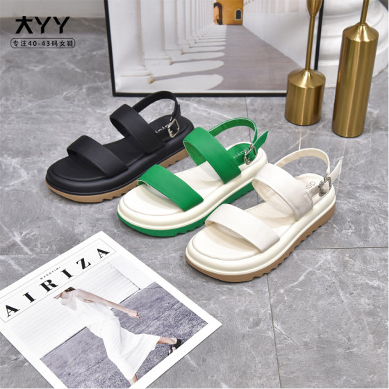 ເກີບຜູ້ຍິງ DaYaYa plus size 40-43 fashionable thick-soled beach sandals wide fat feet summer sports platform shoes 821-3