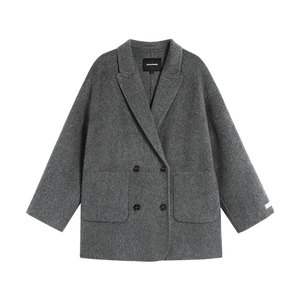 
pusumede black 1OO wool double-sided woolen high-end woolen coat for women thickened short woolen coat