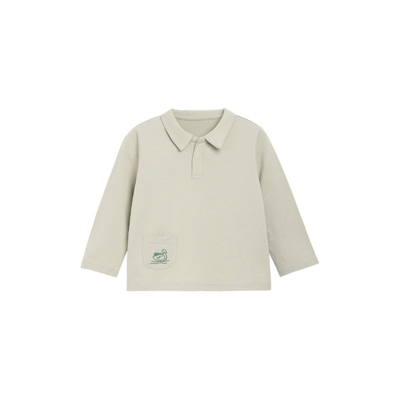 
whitewheat children's 26 spring new long-sleeved tops for boys and girls T-shirt pocket shirt pure cotton polo shirt