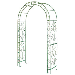 Iron white arch flower stand outdoor