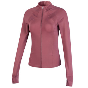
Fitness girl stand-up collar yoga jacket running Pilates training slim plus velvet sports top autumn and winter new style