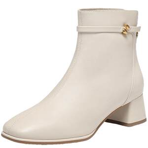 
Belle super soft sheepskin slimming women's boots thick high heel fashion boots winter new plus velvet short boots 3LI44DD5