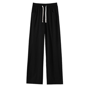 
Ice silk sports pants for women in summer, thin, drapey, narrow wide-leg pants for small people, loose sunscreen straight banana pants