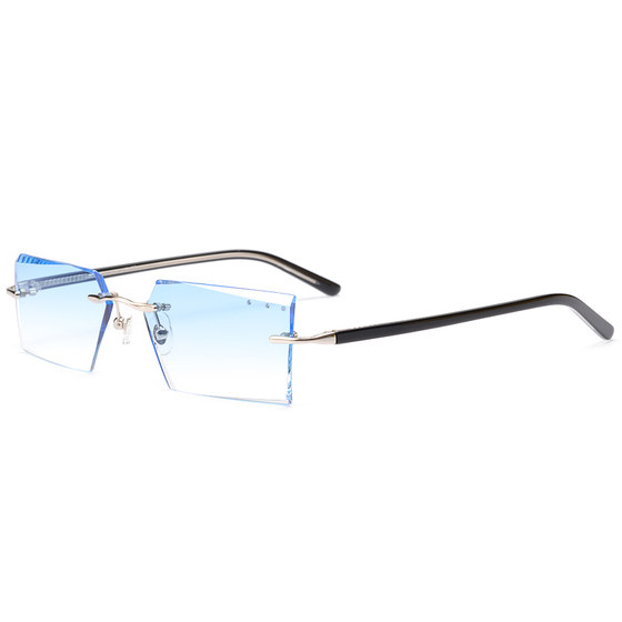 
Korean men's pure titanium frameless diamond cut edge myopia glasses frame diamond-set gradient color anti-radiation lens M4
