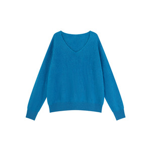 
Jiang Wen Versatile Loose Furry V-neck Wool Sweater Women's Autumn and Winter Dopamine Seamless One-piece Cashmere Pullover