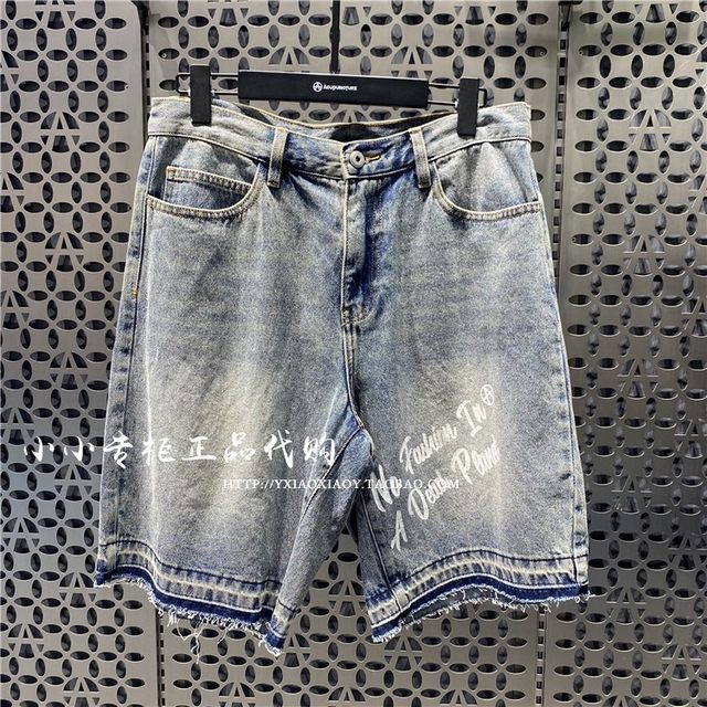 ACUPUNCTURE 2022 summer men and women's letter printed denim shorts 122M86320