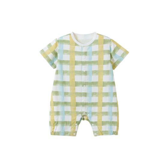 
papa summer bamboo cotton gauze crawling clothes breathable light short-sleeved baby summer clothes crawling mother and baby jumpsuit