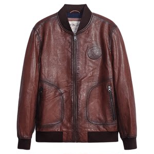 
MCS men's clothing originated from Marlboro autumn leather jacket high-end airman trendy men's sheepskin jacket