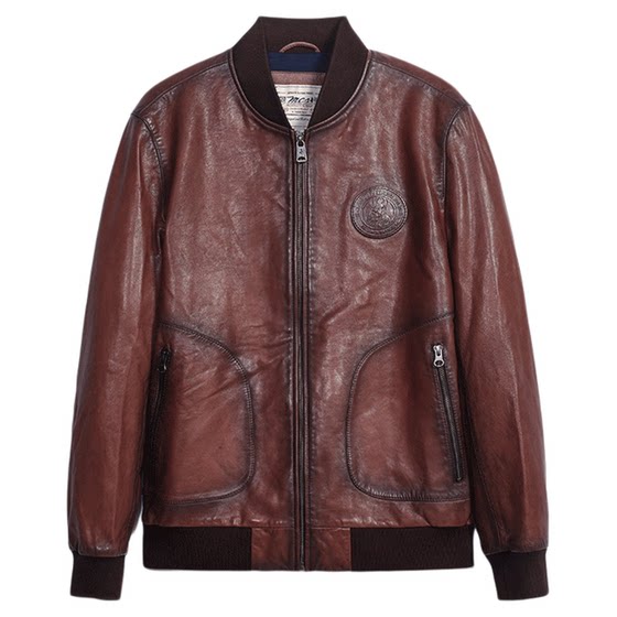 
MCS men's clothing originated from Marlboro autumn leather jacket high-end airman trendy men's sheepskin jacket