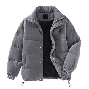 Corduroy Japanese stand-up collar down cotton coat men's thickened warm bread coat winter large size coat men and women couples