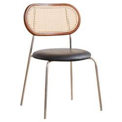 Medieval rattan solid wood backrest dining chair
