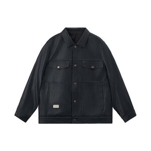 
CAISEDI/Caishidi deerskin short lapel leather jacket for men in autumn and winter new fashion brand imitation leather light luxury top