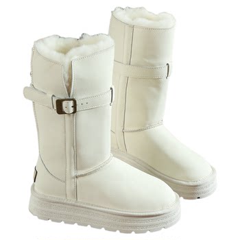 
White snow boots 25 years winter fur one-piece high top