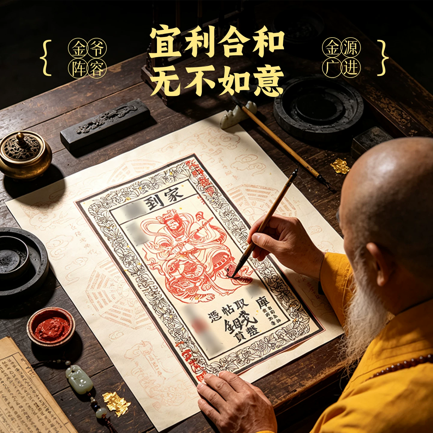 灵机钱到家·手绘财神福纸挂件挂饰招米麦挂件包包挂扣【含师傅祈福，发货周期7-15天】