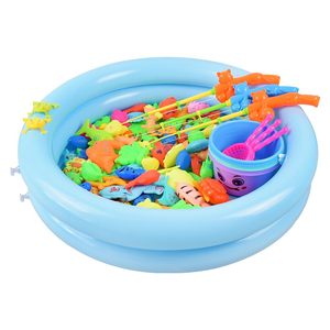 Baby magnets fishing toy, children's fishing and inflatable fishing pool set children large magnetic simulation
