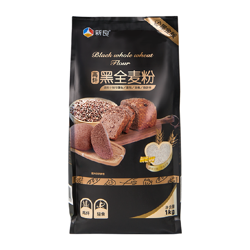 新良 全麦面粉1kg烘焙原料黑麦面粉含麦麸馒头面包用粉