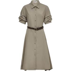 
ONLY2026 new summer style lyocell workwear style lapel puff sleeve waist mid-length shirt dress