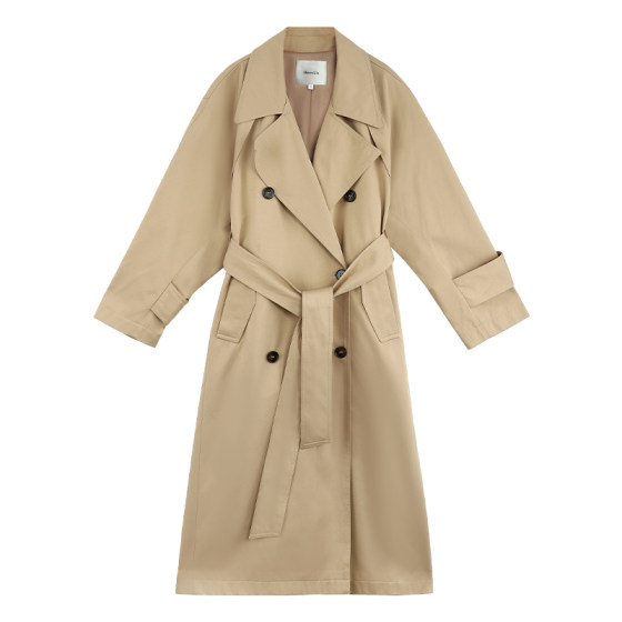 
Maven Lin Intelligent Slack Medium-length Trench Coat Women's High-end Temperament Double-breasted Lapel Coat