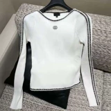 Трикотажный осенний демисезонный свитер, лонгслив, в западном стиле, коллекция 2022, круглый воротник